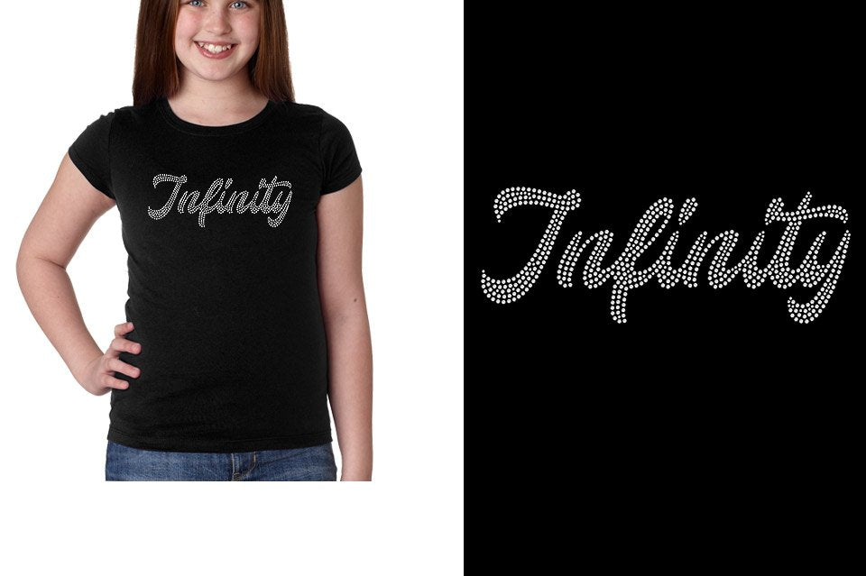 Rhinestones Infinity script text 1-color stones Girls' Princess T-Shirt