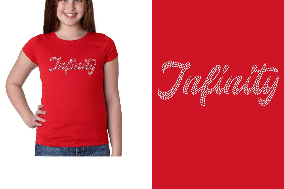 Rhinestones Infinity script text 1-color stones Girls' Princess T-Shirt