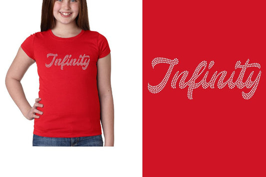 Rhinestones Infinity script text 1-color stones Girls' Princess T-Shirt