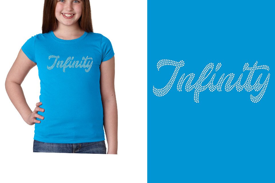 Rhinestones Infinity script text 1-color stones Girls' Princess T-Shirt