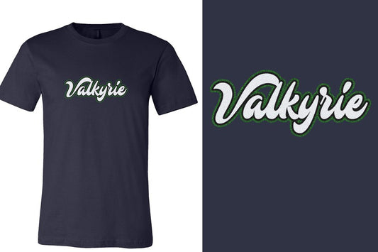 Valkyrie script text 3-color glitter Unisex t-shirt