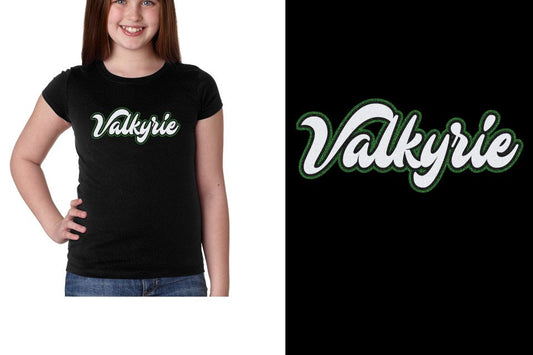 Valkyrie script text 3-color glitter Girls' Princess T-Shirt