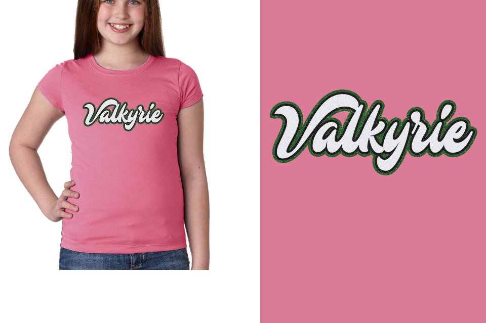 Valkyrie script text 3-color glitter Girls' Princess T-Shirt
