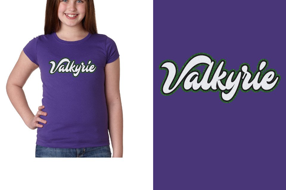 Valkyrie script text 3-color glitter Girls' Princess T-Shirt