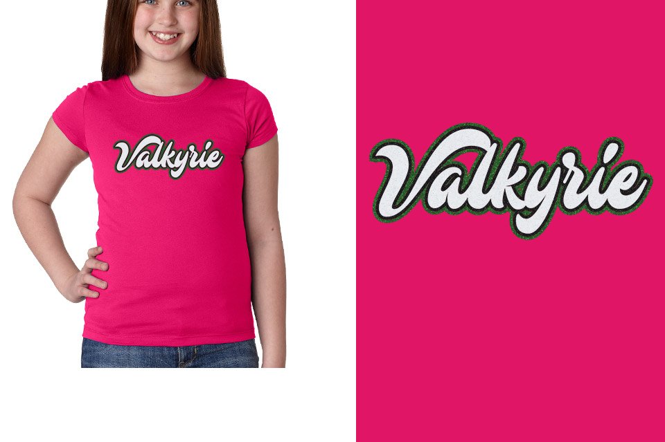 Valkyrie script text 3-color glitter Girls' Princess T-Shirt