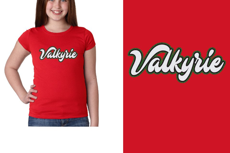 Valkyrie script text 3-color glitter Girls' Princess T-Shirt