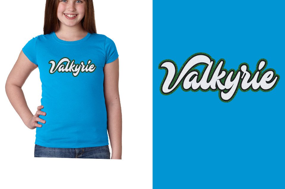Valkyrie script text 3-color glitter Girls' Princess T-Shirt