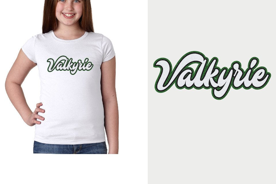 Valkyrie script text 3-color glitter Girls' Princess T-Shirt