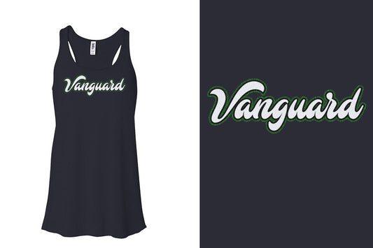 Vanguard script text 3-color glitter Youth Flowy Racerback Tank