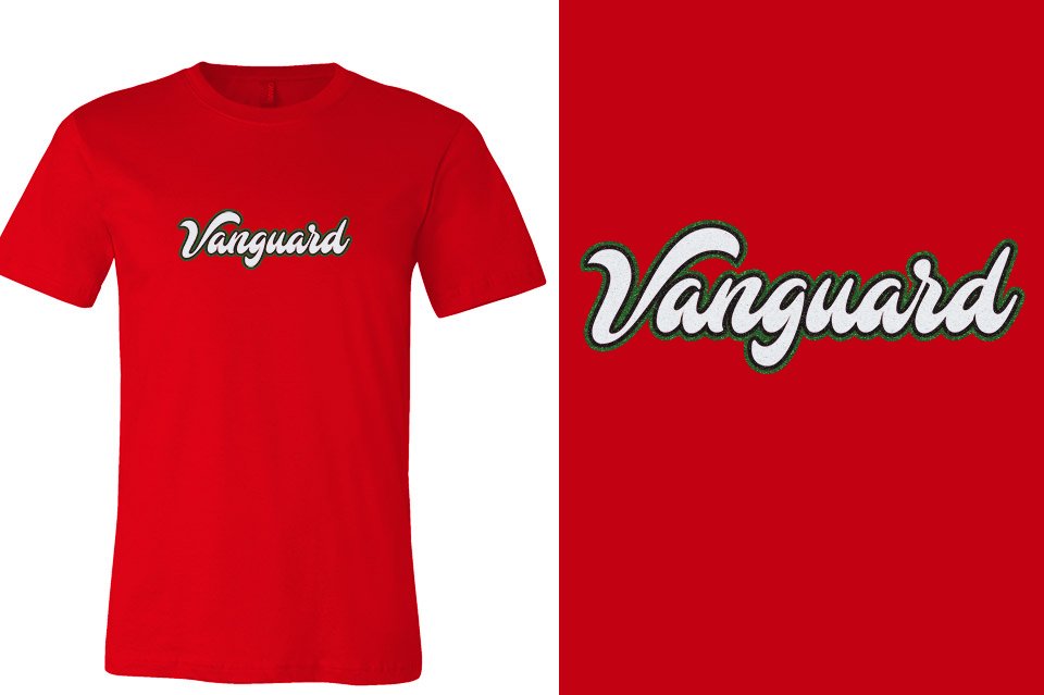 Vanguard script text 3-color glitter Unisex t-shirt