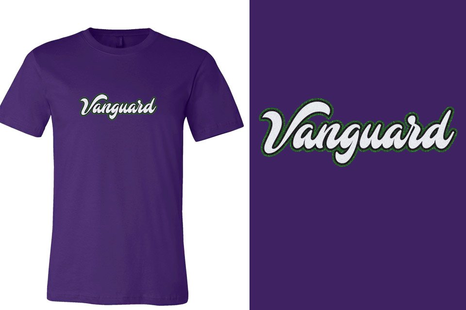 Vanguard script text 3-color glitter Unisex t-shirt
