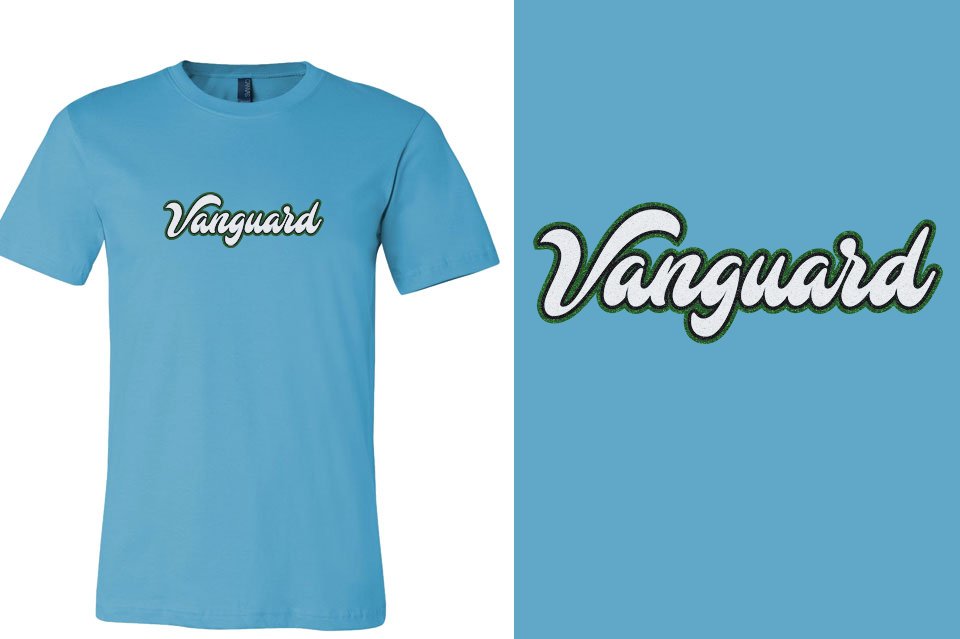 Vanguard script text 3-color glitter Unisex t-shirt