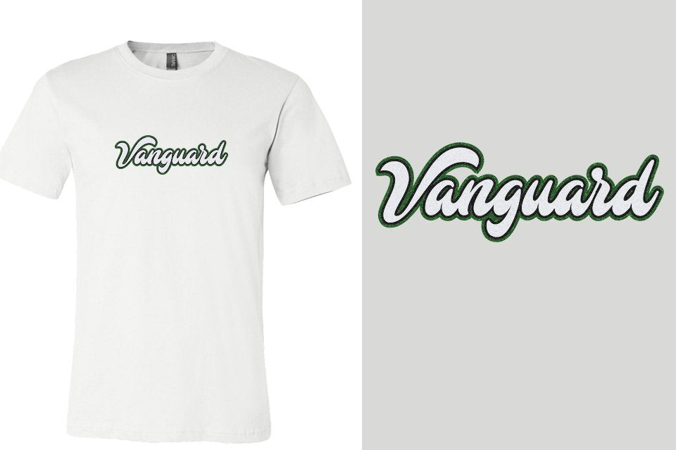 Vanguard script text 3-color glitter Unisex t-shirt