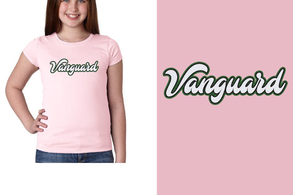 Vanguard script text 3-color glitter Girls' Princess T-Shirt