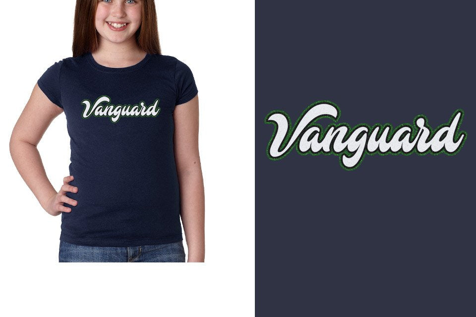 Vanguard script text 3-color glitter Girls' Princess T-Shirt