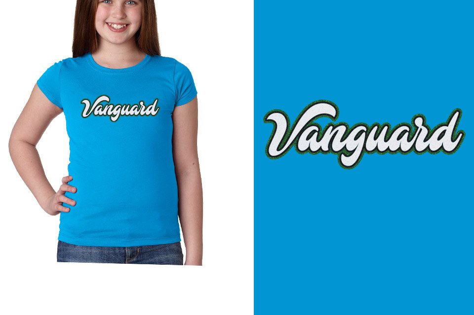 Vanguard script text 3-color glitter Girls' Princess T-Shirt