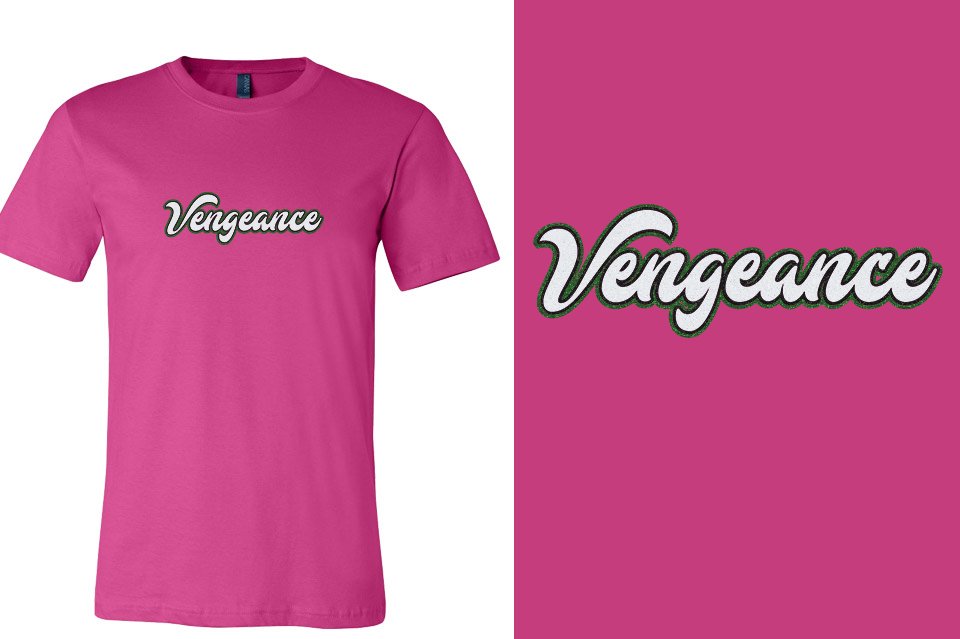 Vengeance script text 3-color glitter Unisex t-shirt