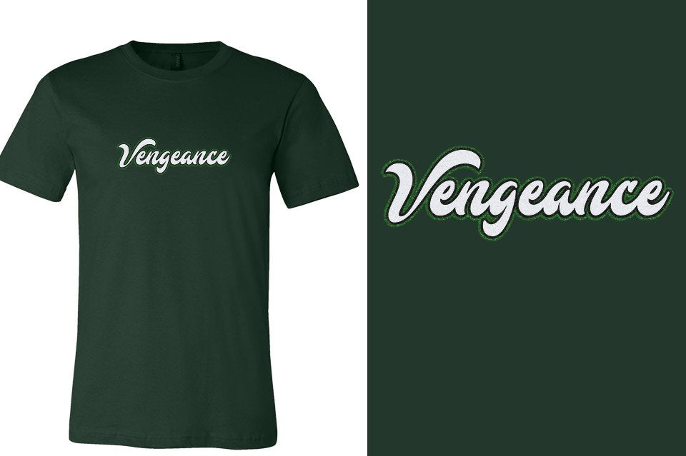 Vengeance script text 3-color glitter Unisex t-shirt