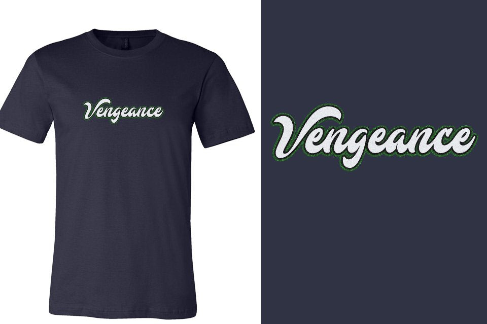 Vengeance script text 3-color glitter Unisex t-shirt