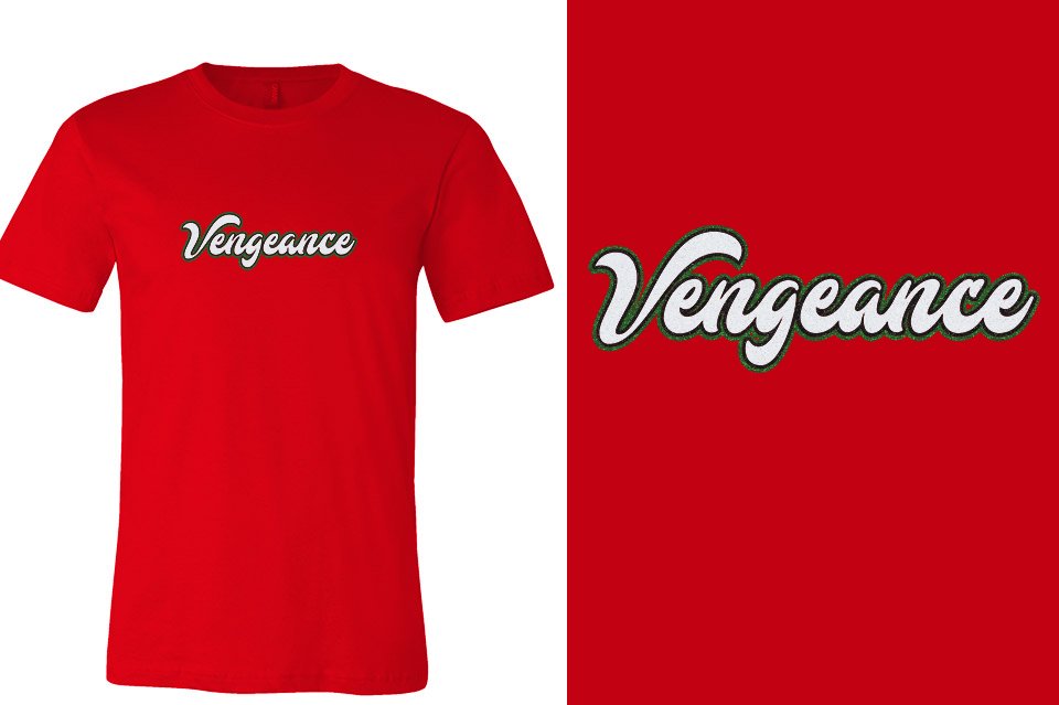 Vengeance script text 3-color glitter Unisex t-shirt