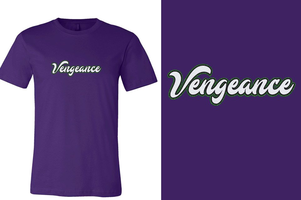 Vengeance script text 3-color glitter Unisex t-shirt