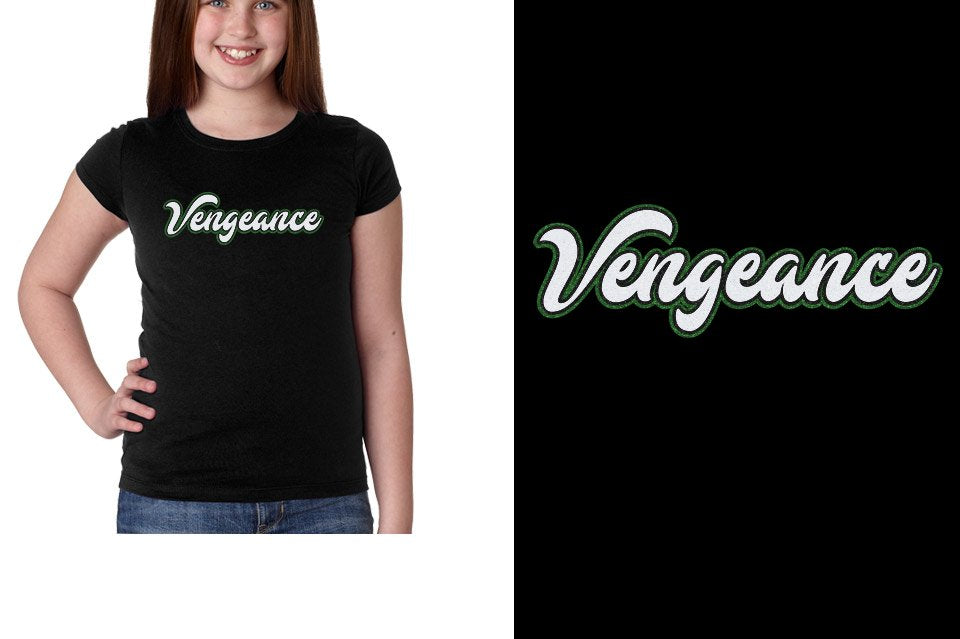 Vengeance script text 3-color glitter Girls' Princess T-Shirt