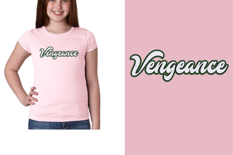 Vengeance script text 3-color glitter Girls' Princess T-Shirt