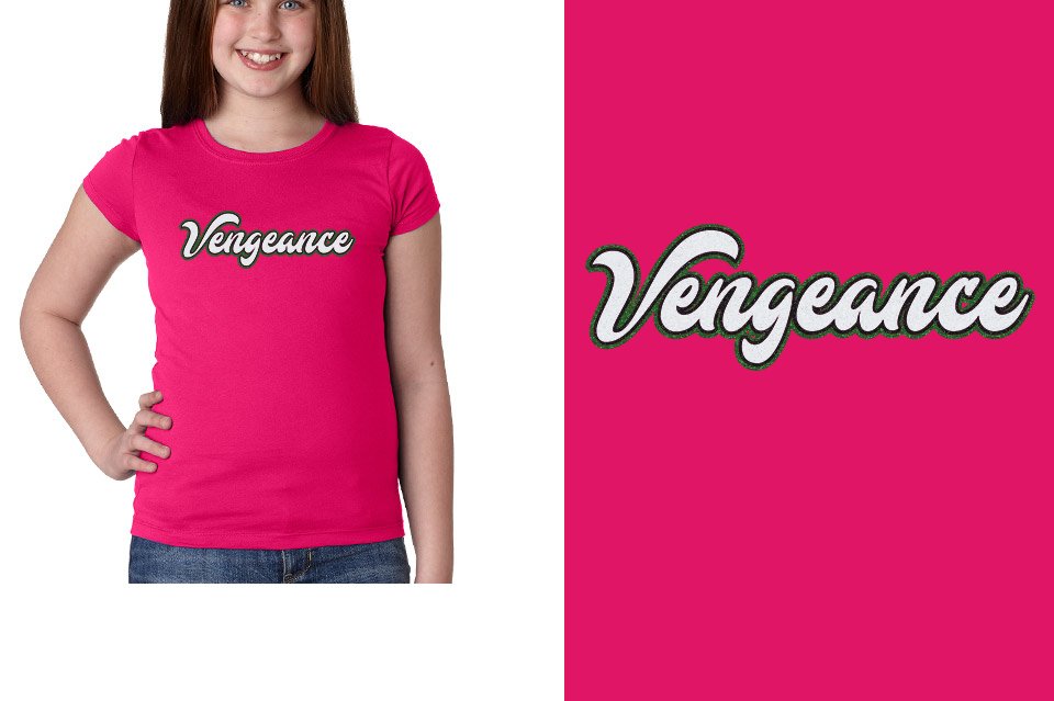 Vengeance script text 3-color glitter Girls' Princess T-Shirt