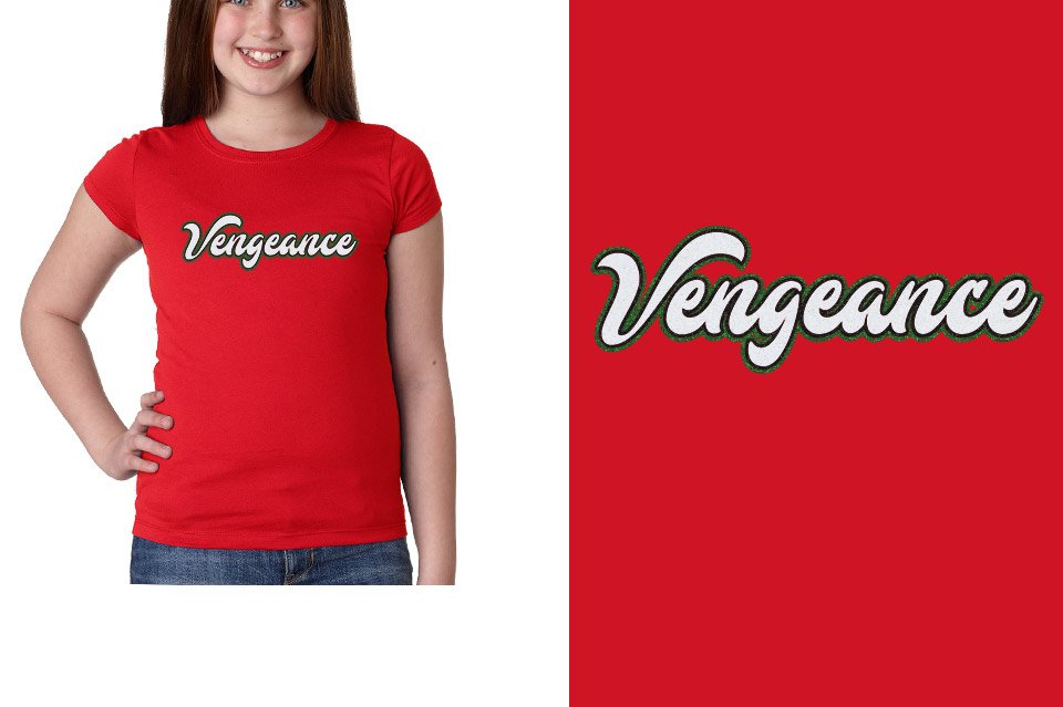 Vengeance script text 3-color glitter Girls' Princess T-Shirt