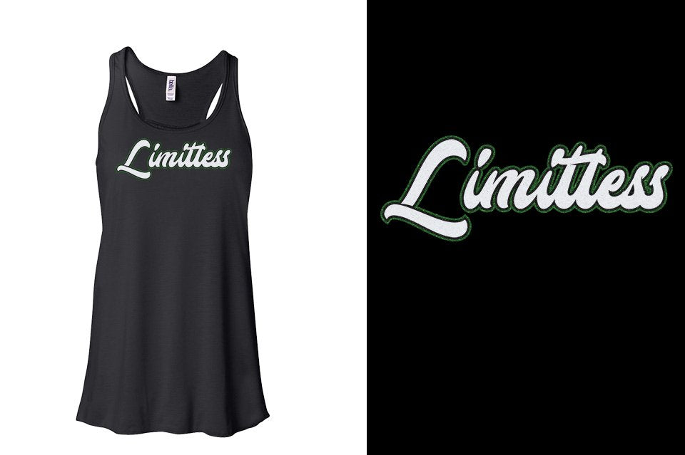 Limitless script text 3-color glitter Youth Flowy Racerback Tank