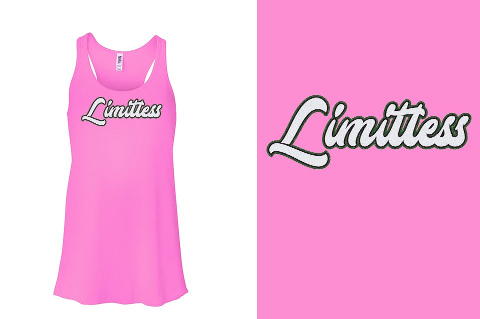 Limitless script text 3-color glitter Youth Flowy Racerback Tank