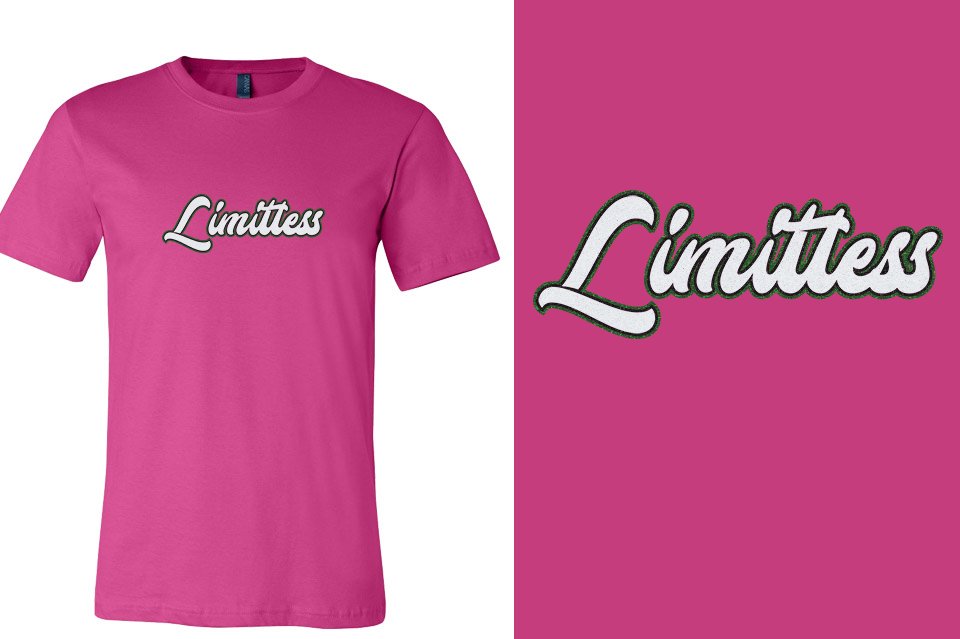Limitless script text 3-color glitter Unisex t-shirt