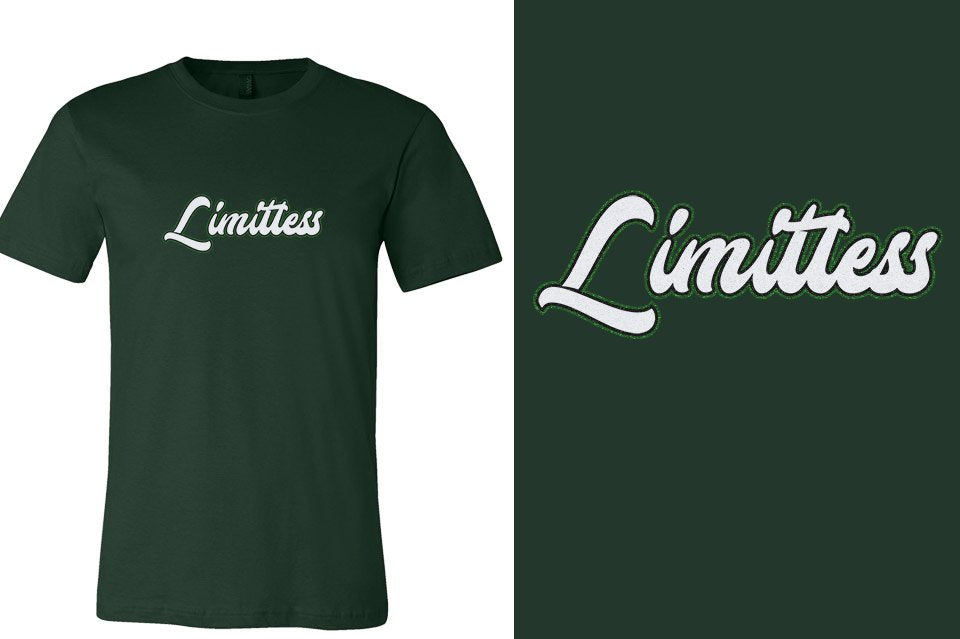 Limitless script text 3-color glitter Unisex t-shirt