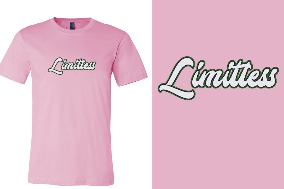 Limitless script text 3-color glitter Unisex t-shirt