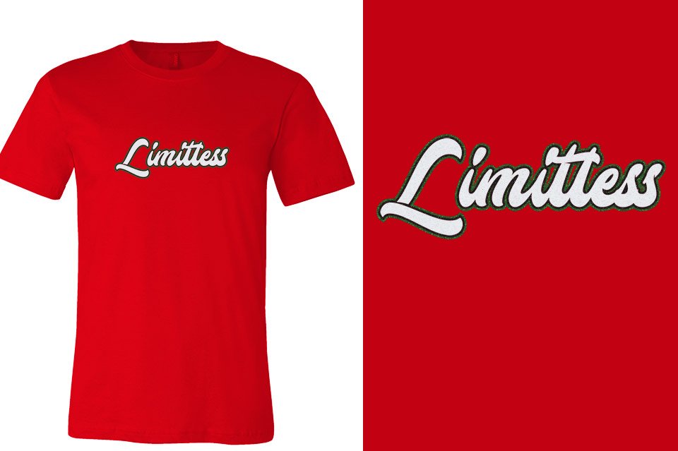 Limitless script text 3-color glitter Unisex t-shirt