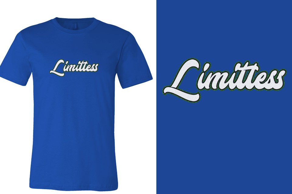 Limitless script text 3-color glitter Unisex t-shirt