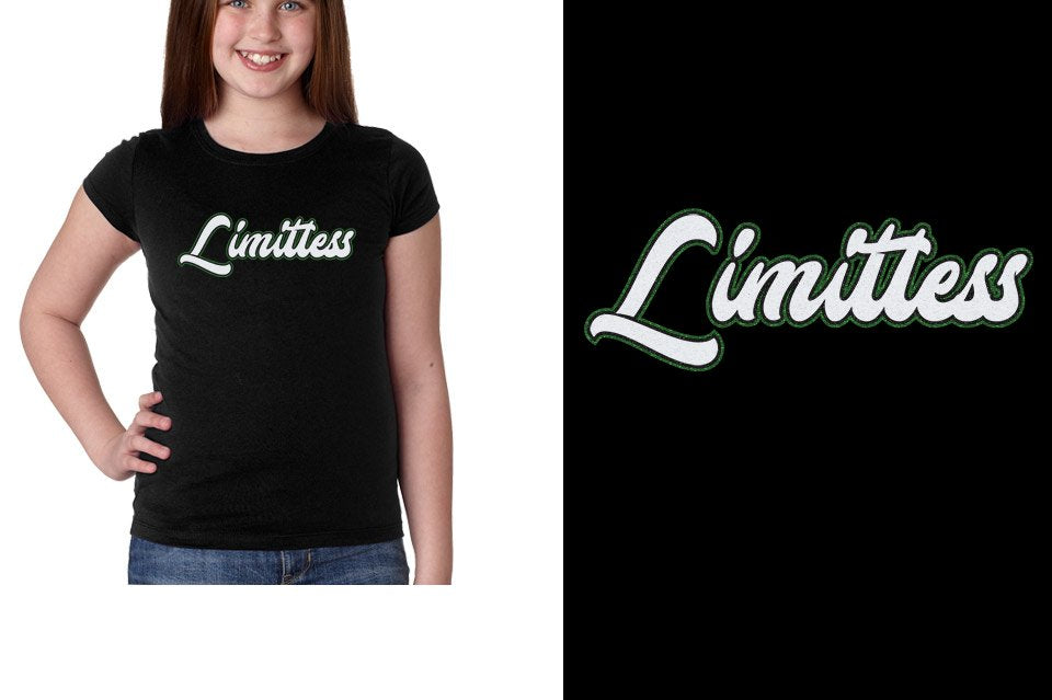 Limitless script text 3-color glitter Girls' Princess T-Shirt