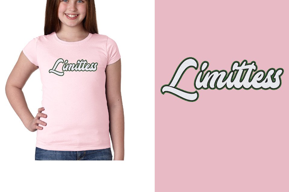 Limitless script text 3-color glitter Girls' Princess T-Shirt