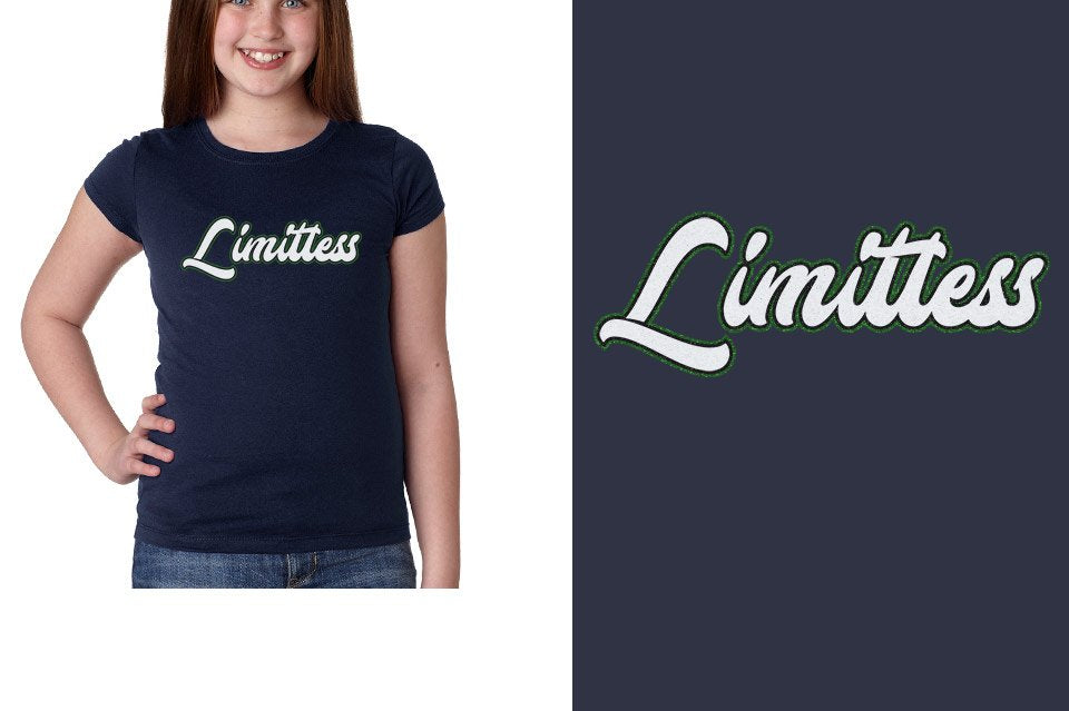 Limitless script text 3-color glitter Girls' Princess T-Shirt