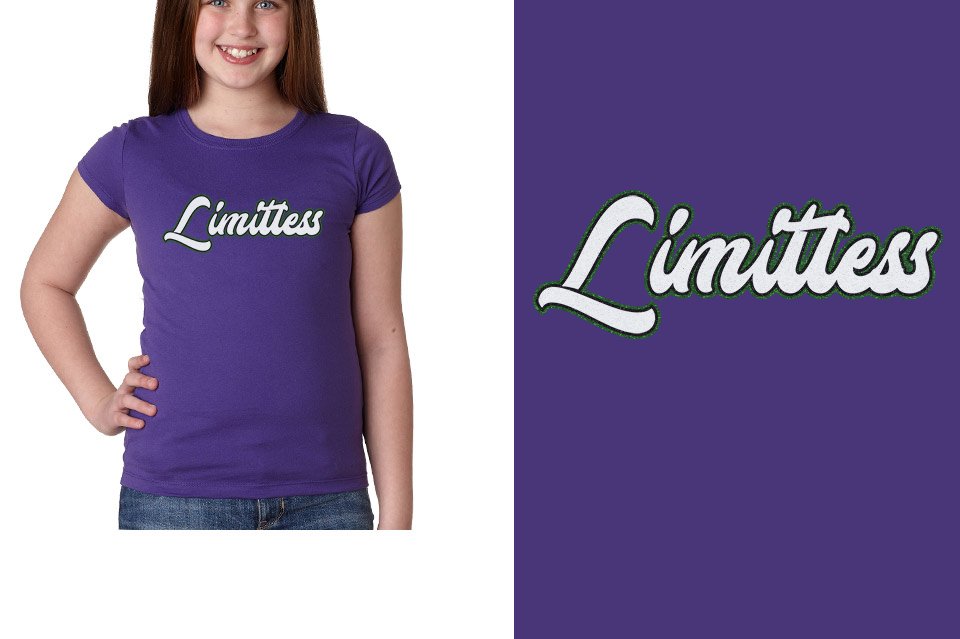 Limitless script text 3-color glitter Girls' Princess T-Shirt