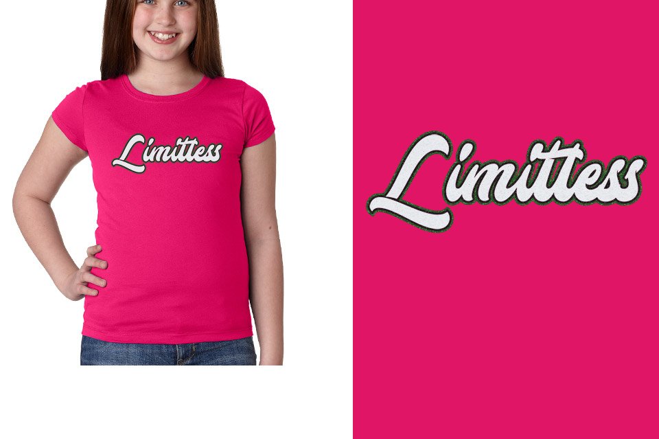 Limitless script text 3-color glitter Girls' Princess T-Shirt
