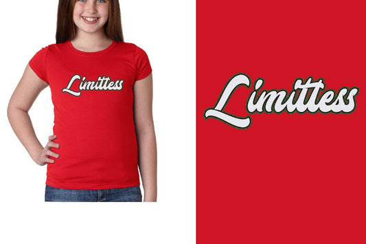 Limitless script text 3-color glitter Girls' Princess T-Shirt
