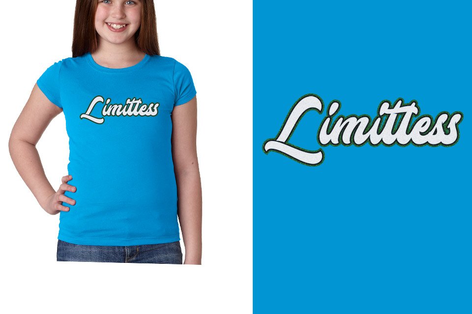 Limitless script text 3-color glitter Girls' Princess T-Shirt
