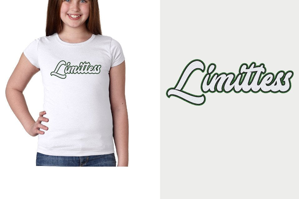 Limitless script text 3-color glitter Girls' Princess T-Shirt