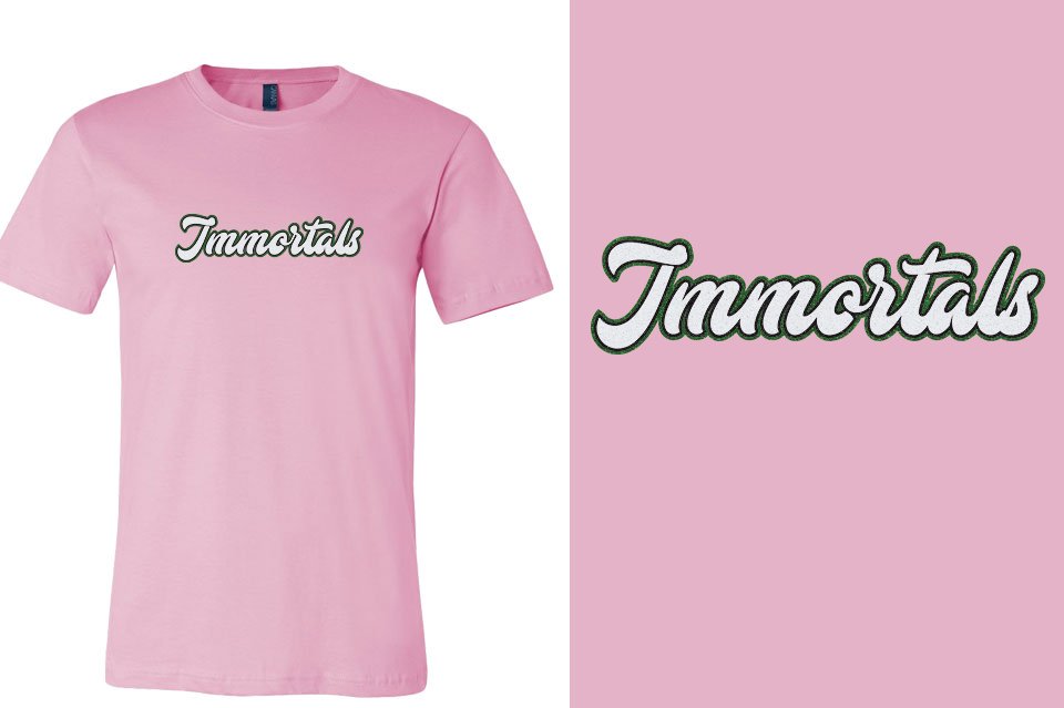 Immortals script text 3-color glitter Unisex t-shirt