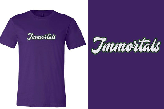 Immortals script text 3-color glitter Unisex t-shirt