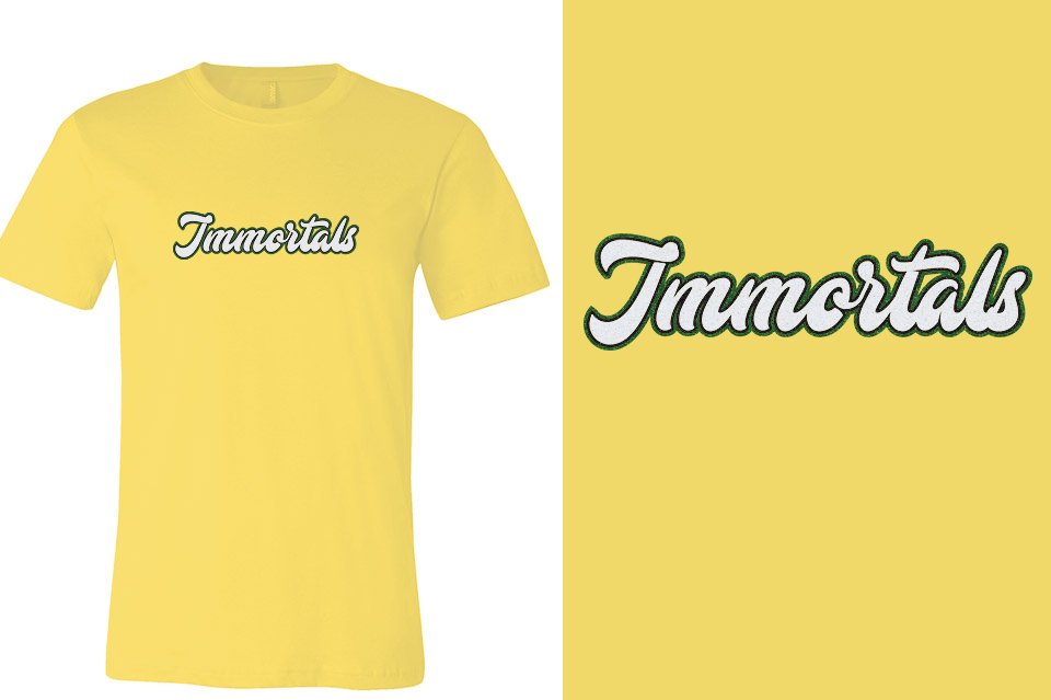 Immortals script text 3-color glitter Unisex t-shirt