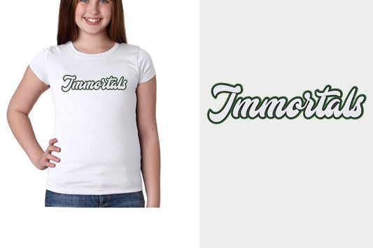 Immortals script text 3-color glitter Girls' Princess T-Shirt