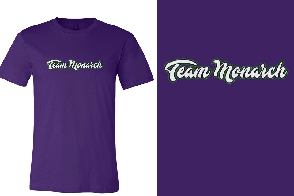 Team Monarch script text 3-color glitter Unisex t-shirt