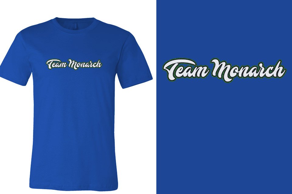 Team Monarch script text 3-color glitter Unisex t-shirt